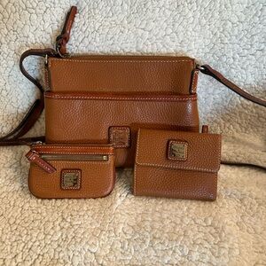 Dooney & Bourke Brown Leather Crossbody Bag Trio